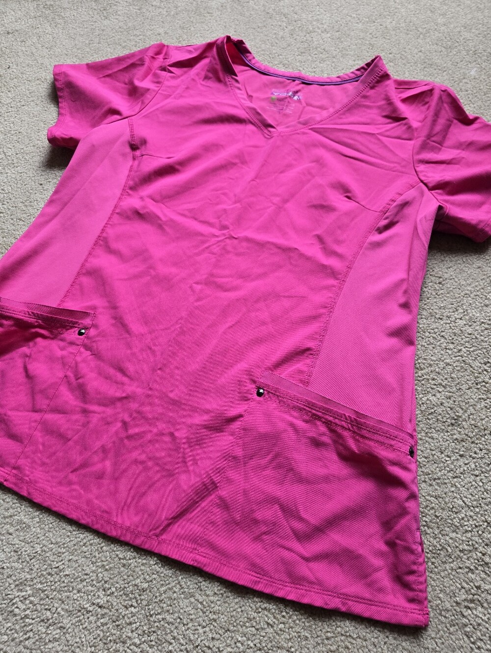 Purple Label by Healing Hands XL Pink Scrub Top Medical Uniform V-Neck Womens XL